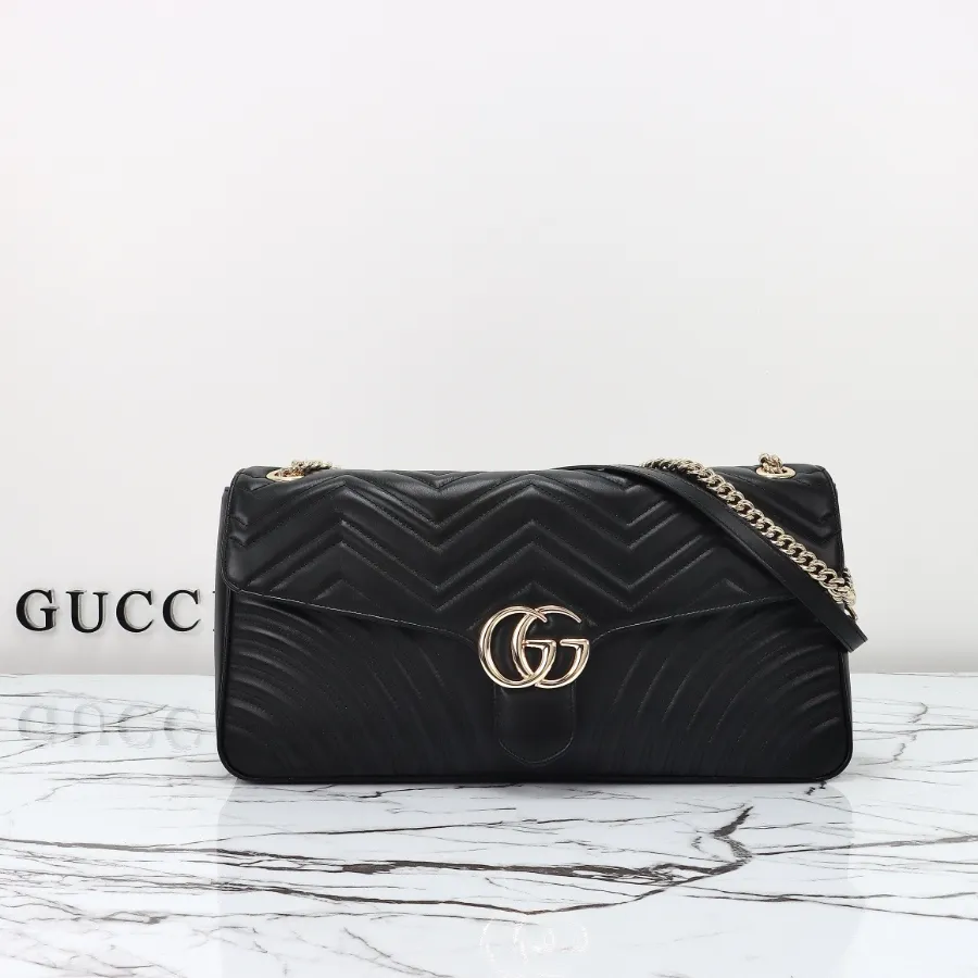 GUCCI GG 마몽트 미디엄 체인 숄더백 블랙 #788371.JPG