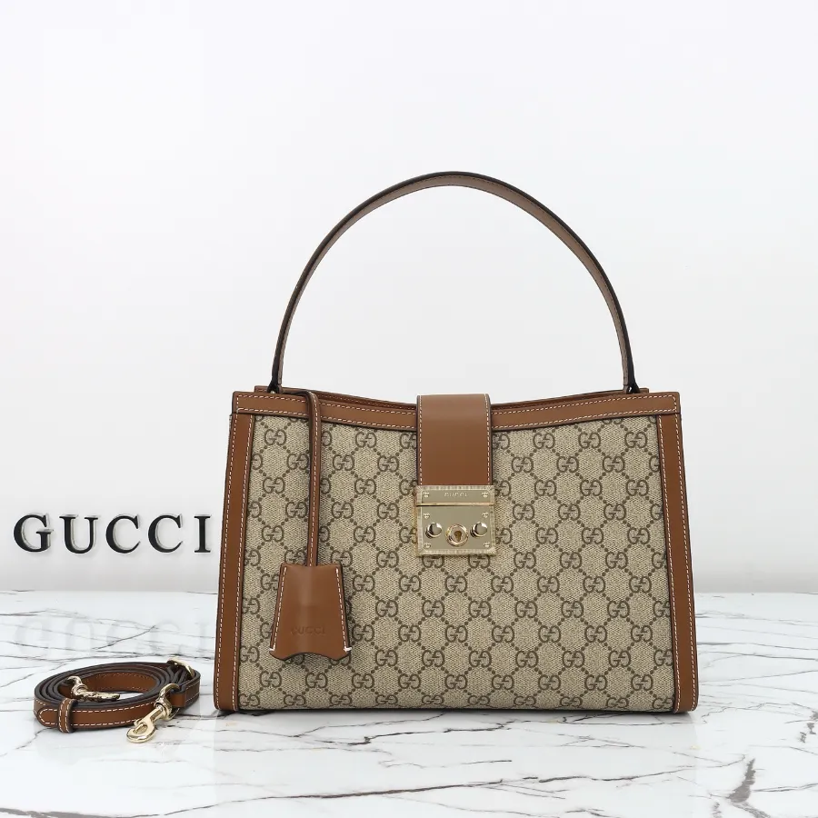GUCCI 패드록 라지 탑 핸들 베이지 브라운 GG #838991.JPG
